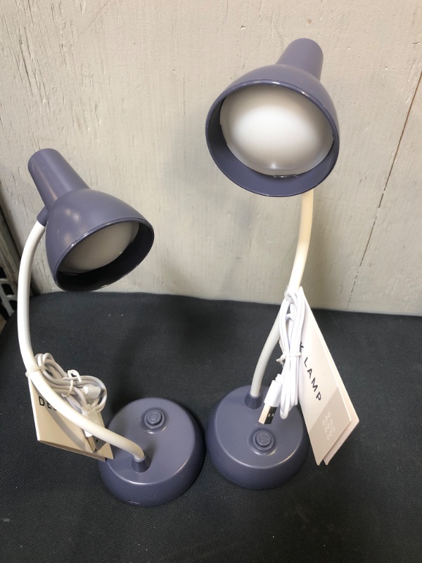 Photo 1 of TARGET BRAND VIVITAR USB MINI DESK LAMP , NAVY BLUE & WHITE , FLEXIBLE NECK , 2 COUNT 