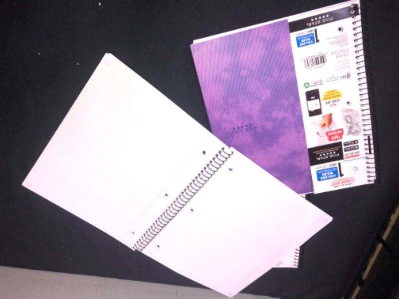 Photo 1 of Five Star 1 Subject College Ruled Spiral Notebook Purple 3 COUNT 