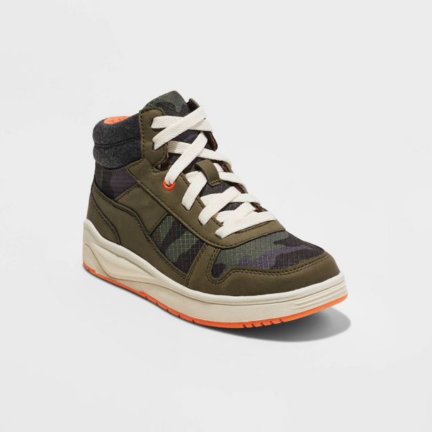 Photo 1 of Boys' Lace-Up Ledger Sneakers - Cat & Jack™ Olive, Size 4

