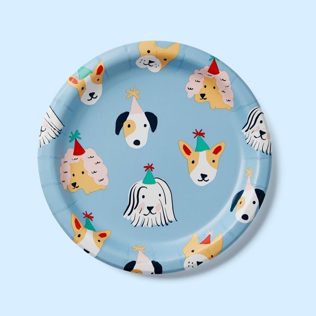 Photo 1 of 10ct Dog Print Snack Plates Blue - Spritz™, 8 Packs

