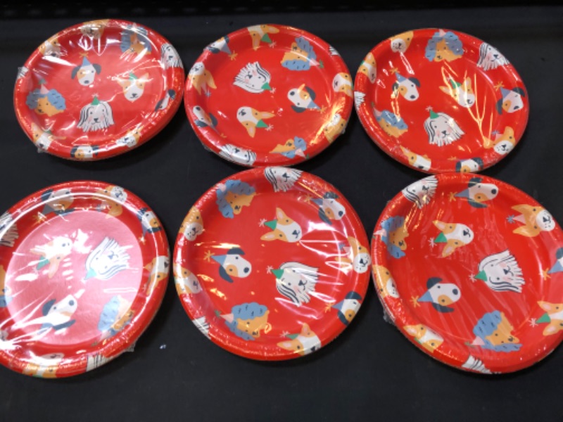 Photo 2 of 10ct Dog Print Dinner Plates Red - Spritz™, 6 Packs 

