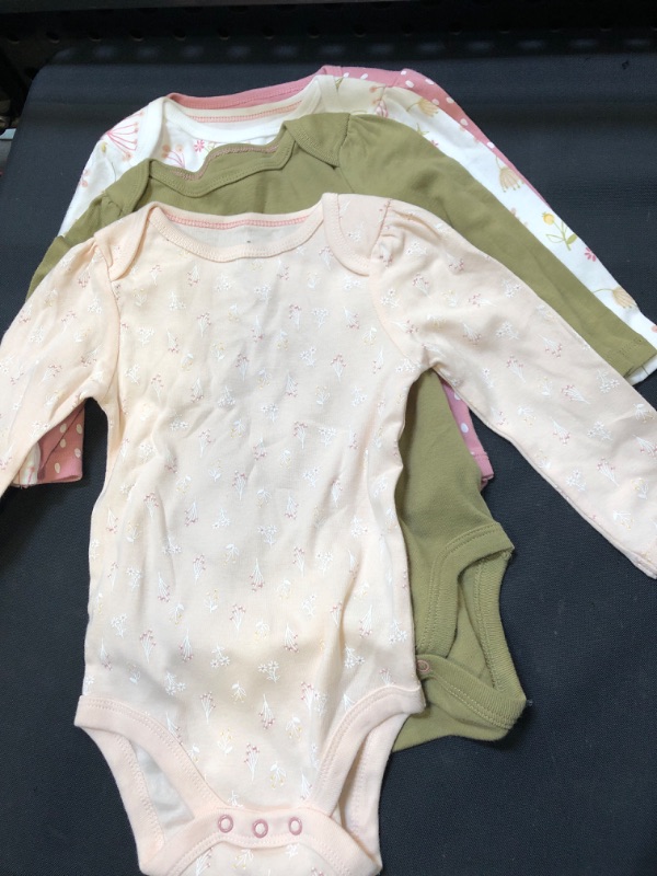 Photo 2 of Baby Girls' 4pk Prairie Floral Long Sleeve Bodysuit - Cloud Island™ Pink, Size 12 Months

