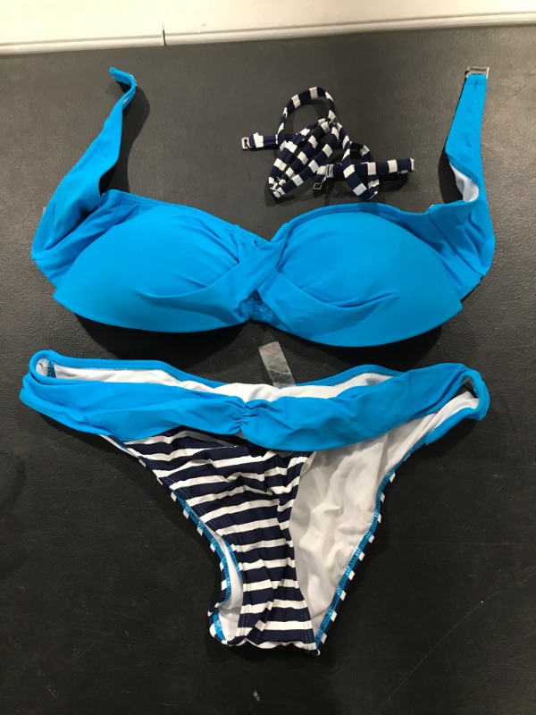 Photo 2 of Astylish Women Push Up Two Piece Bikini Swimsuits Padded Swimwear Bathing Suit X-Large Blue