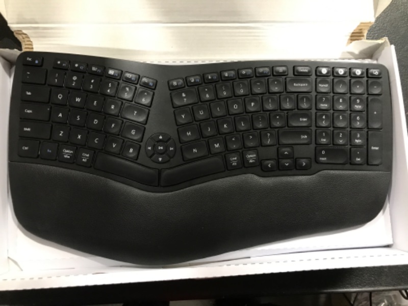 Photo 2 of Wireless Ergonomic Keyboard, Rechargeable Ergonomic Split Keyboard with Pillowed Wrist Rest for Natural Typing, Multi-Device (BT1+BT2+2.4G) Ergonomic Keyboard for Windows/Mac OS/Android