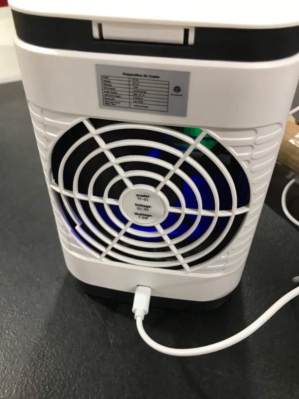Photo 1 of Portable Air Conditioner, AOLOS 8in Rechargeable Small Evaporative Air Cooler, 90°Auto Oscillation, 7 Color Vibe Lights, 4000mAh Battery Powered Humidifier, Mini Air Conditioner for Camping, Car