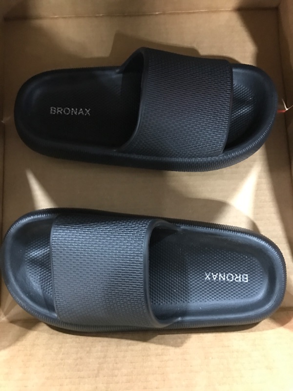 Photo 2 of BRONAX Cloud Slippers for Women and Men | Pillow Slippers Bathroom Sandals | Extremely Comfy | Cushioned Thick Sole 7.5-8.5 Women/6-7 Men Black