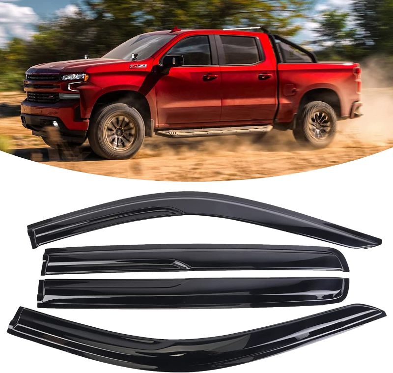 Photo 1 of 4PCS Window Visor Deflectors Vent Rain Guards Compatible with Trucks Chevrolet (Chevy) Silverado/GMC Sierra 1500 2019-2021 Crew Cab