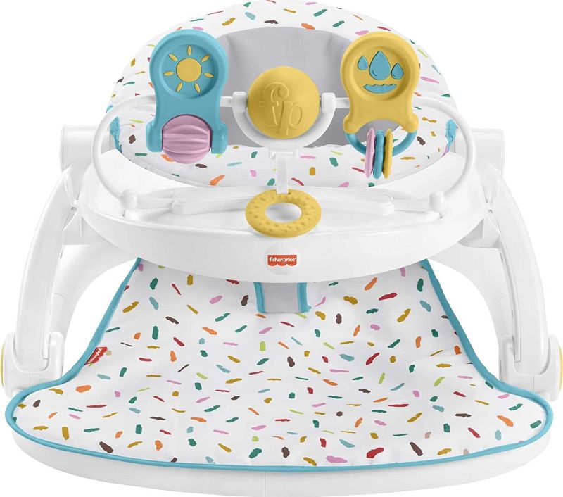 Photo 1 of Fisher-Price Deluxe Sit-Me-Up Floor Seat – Rainbow Sprinkles, Portable Infant Chair with Tray and toybar