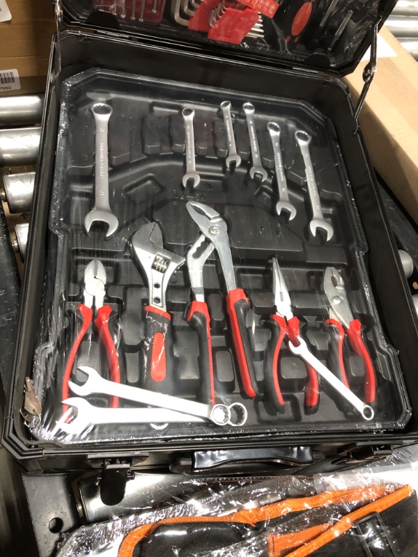 Photo 1 of Arcwares 799pcs Aluminum Trolley Case Tool Set Silver, House Repair Kit Set, Household Hand Tool Set, with Tool Belt,Gift on Father's Day (Black)
