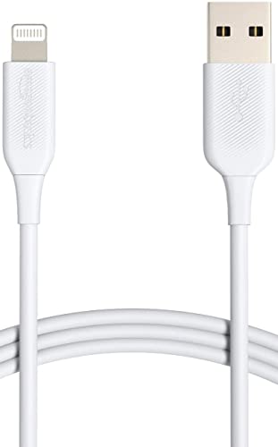 Photo 1 of Amazon Basics ABS USB-a to Lightning Cable Cord, MFi Certified Charger for Apple iPhone 14 13 12 11 X Xs Pro, Pro Max, Plus, iPad, White, 6-Ft
