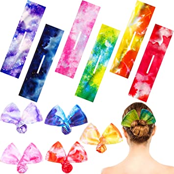 Photo 1 of 6 Pieces Hair Bun Maker Deft Bun Lazy Hair Curler Bun Maker for Hair French Bow Twist Bun Summer Headband Print Hairpin Flexible Hair Bun Multicolor Accessories for Women Girls (Tie-Dye)
