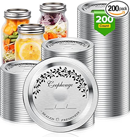 Photo 1 of 200 Pcs, Regular Mouth Canning Lids for Ball Kerr Jars Split-Type Thick Metal Mason Jar Lids for Canning, Food Grade Material Airtight & Leak Proof for Regular Mouth Jars 