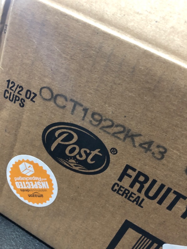 Photo 1 of CASE OF 12! Post Fruity PEBBLES Breakfast Cereal, Portable Individual Cereal Cups To Go, Gluten Free Cereal, 2.0-Ounce **EXPIRED!! OCT 19 2022**