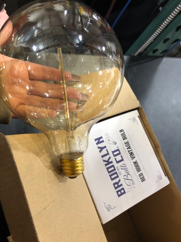 Photo 2 of 40W Edison Globe Light Bulbs - G40 Large Vintage Bulb, E26 Base, Spiral Filament, Fully Dimmable, Warm White, Incandescent, Red Hook Collection, Set of 2