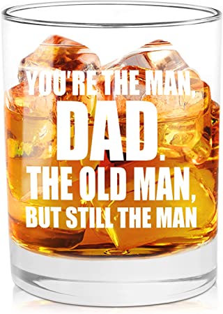 Photo 2 of You're The Man, Dad Funny Whiskey Glasses Gift for Dad - Novelty Birthday, Fathers Day, Christmas Gift for Dad, Men, His, Unique Gift Idea for Him from Kids, Daughter, Son, Present for Dad, 11oz
