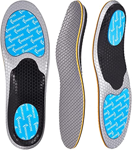 Photo 1 of Footsecret Neutral Arch Support Insoles Fasciitis Pain Relief Orthotic Shoe Inserts for Flat Feet, Anti-Slip, Shock Absorption (Men 9.5-10/Women 11-11.5, Gray)
