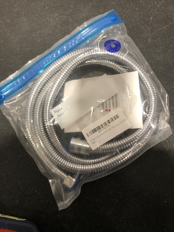 Photo 2 of ??CZ Store?? - Flexible Shower Hose |59 INCH|- Stainless Steel Cord for Bidet, Washer, Handheld Showerhead - Chrome Tubing with Nut, 1/2 Universal Covers, Teflon Tape, Brass Connector
