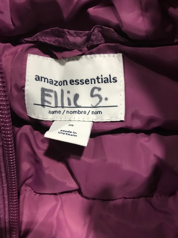 Photo 3 of Amazon Essentials Girls and Toddlers' Lightweight Water-Resistant Packable Hooded Puffer Jacket Medium Dusty Purple