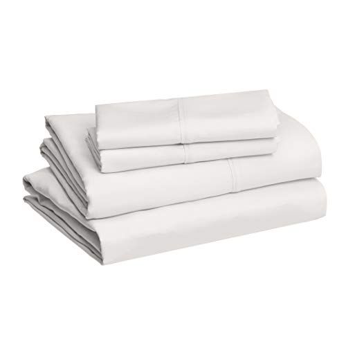 Photo 1 of Amazon Basics Lightweight Super Soft Easy Care Microfiber Bed Sheet Set with 14-Inch Deep Pockets - Queen, Cream
