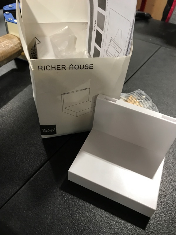 Photo 1 of 3-Pack Small Floating Shelves for Wall by RICHER HOUSE, 4 Inch Plastic Display Ledges for Mini Decor, Compact Style Small Wall Shelf with 2 Types of Installation 4"D x 3.3"W x 3"H White / 3 Pcs