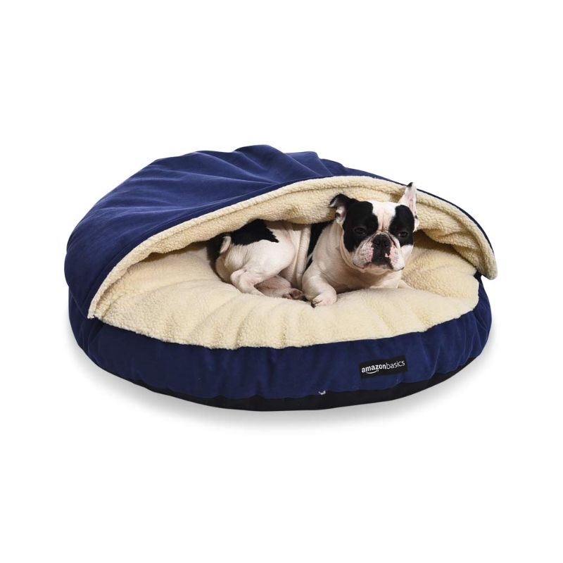 Photo 1 of Amazon Basics Cozy Pet Cave Bed with Removable Hood for Dogs or Cats - Small, Medium, Large, X-Large Blue Large