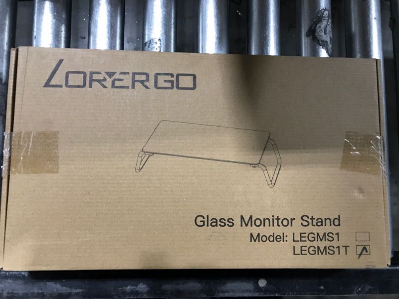 Photo 2 of LORYERGO Glass Monitor Stand, Monitor Stand for Desk, Clear Monitor Stand with Tempered Glass, Glass Monitor Stand Riser for Monitor/Laptop/Printer, 4.7 inch Height
