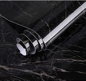 Photo 1 of 2 PACK - Oxdigi Marble Contact Paper 24 x 196 inches Self Adhesive Peel & Stick Wallpaper for Kitchen Countertop Cabinet Furniture Waterproof PVC Removable Black
