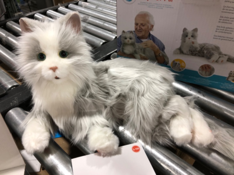 Photo 3 of Joy for All - Silver Cat with White Mitts - Interactive Companion Pets - Realistic & Lifelike