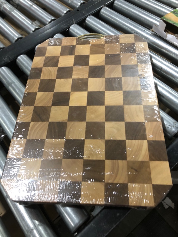 Photo 2 of azamine End Grain Cutting Board, Large Walnut/Rubber Wood Cutting Board, with Non-Slip Feet, Juice Groove, Extra Large 20*14*6/5 inch Cutting Block for Kitchen Black