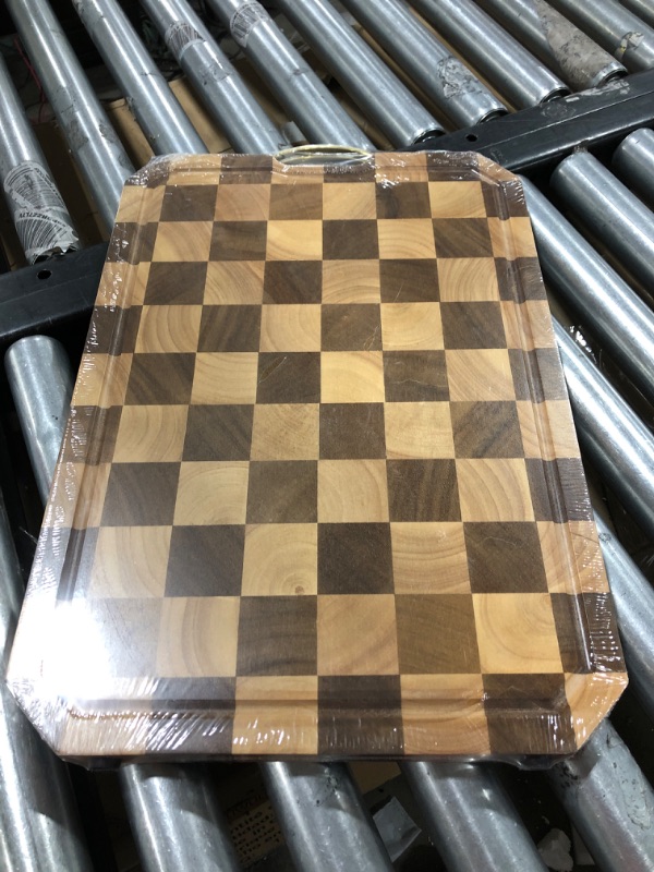 Photo 3 of azamine End Grain Cutting Board, Large Walnut/Rubber Wood Cutting Board, with Non-Slip Feet, Juice Groove, Extra Large 20*14*6/5 inch Cutting Block for Kitchen Black