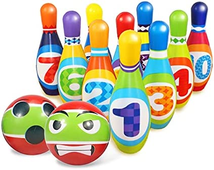 Photo 1 of  UNIQUE KIDS Bowling Set for Toddlers - Sports Toy Active Game for Birthday Party - Fun Eductional Games, Outside Games or Indoor Toy for Kids Gifts for 3 4 5 6 Year Olds Children Boys & Girls 