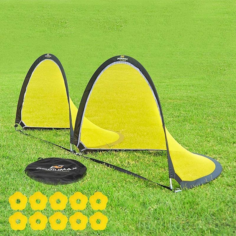 Photo 1 of  PodiuMax 6ft Pop Up Soccer Goal Set, Portable Soccer Nets with Carrying Bag and 10 Agility Training Cones for Kids, Teens & Adults 