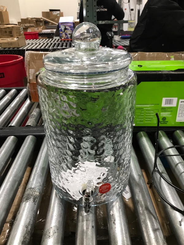 Photo 2 of  Acopa 5 Gallon Hammered Glass Beverage Dispenser 