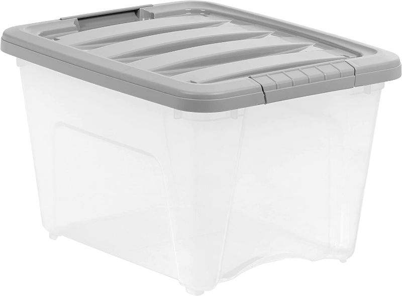 Photo 1 of 19 Quart Storage Bin with Latching Lid- Clear/ Grey- 1 