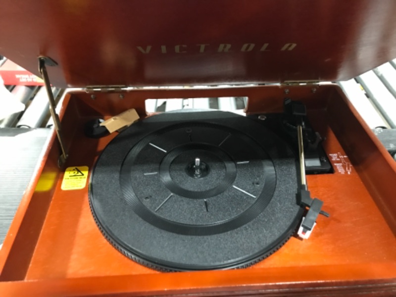 Photo 3 of Victrola Navigator 8-in-1 Classic Bluetooth Record Player with USB Encoding and 3-Speed Turntable, Mahogany