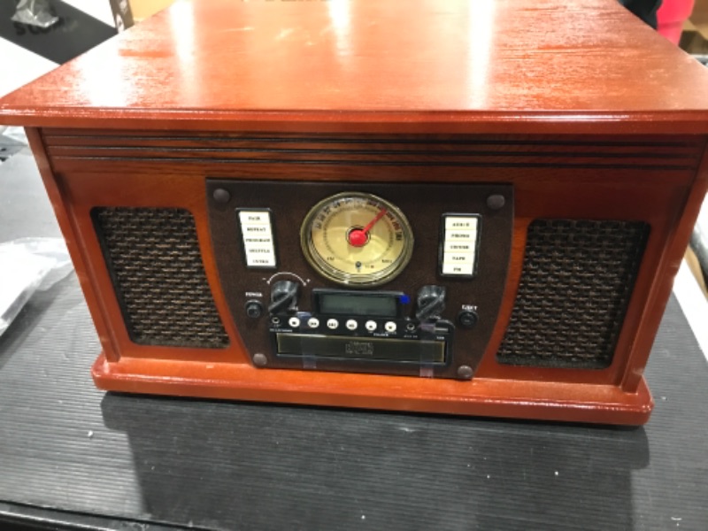 Photo 2 of Victrola Navigator 8-in-1 Classic Bluetooth Record Player with USB Encoding and 3-Speed Turntable, Mahogany