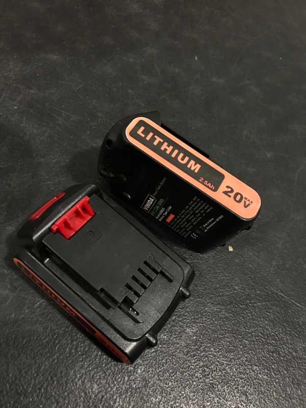 Photo 2 of 2 Pack LBXR20 Battery 2500mAh Replace for Black and Decker 20V Battery Max Lithium LB20 LBX20 LST220 LBXR2020-OPE LBXR20B-2 LB2X4020 Cordless Tool Battery