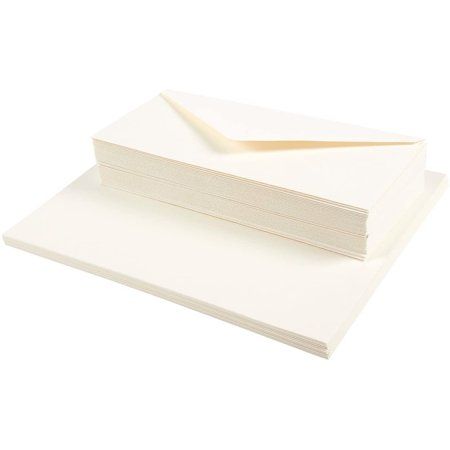 Photo 1 of 50 Pack Cotton Stationery Paper and Envelopes Set for Writing Letters Beige 8.5 X 11
