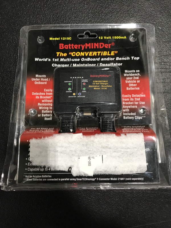 Photo 2 of BatteryMINDer 1215C: 12 Volt-1.5 AMP Convertible Multi-Use On-Board, Benchtop Battery Charger, Battery Maintainer, and Battery Desulfator - Designed for Cars, Trucks, Motorcycles, ATV, Boat, RV