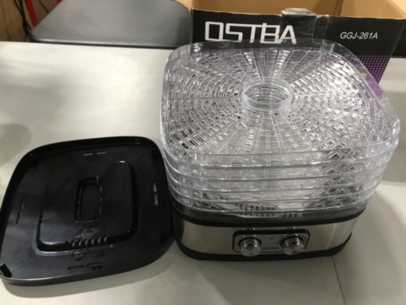 Photo 3 of OSTBA Food Dehydrator, Dehydrator for Food and Jerky, Fruits, Herbs, Veggies, Temperature Control Electric Food Dryer Machine, 5 BPA-Free Trays Dishwasher Safe, 240W, Recipe Book Included Knob Control**SOLD FOR PARTS ONLY**
DOESN'T HEAT 