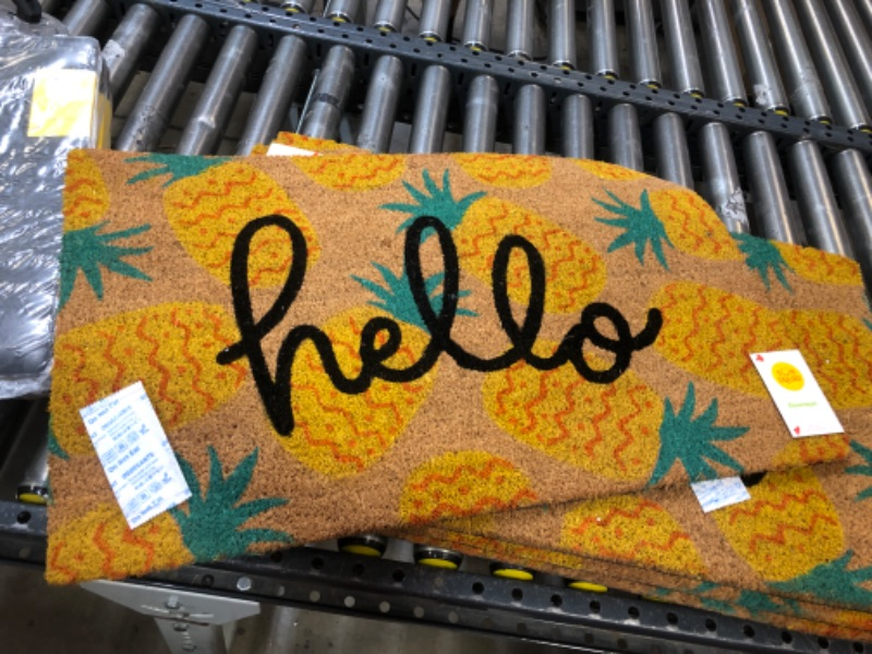 Photo 2 of 1'6"x2'6" Hello Pineapples Doormat Yellow - Sun Squad
