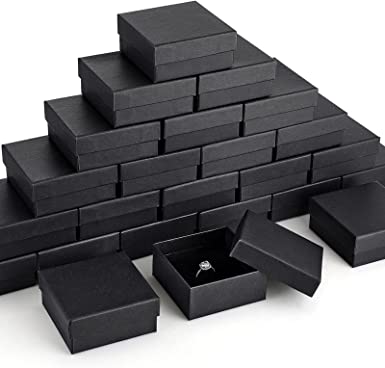 Photo 1 of 24 Packs Black Jewellery Gift Boxes Necklace Boxes Cardboard Earring Ring Boxes with Velvet Cushion for Jewelry Gifts Display