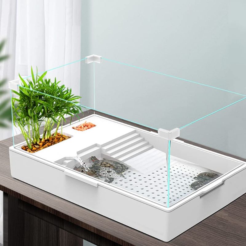 Photo 1 of AMOSIJOY Glass Turtle Tank Aquarium Reptile Tortoise Habitat Turtle Basking Platform with Pump, Filter and Filter Layer Design, Prevent from Escaping