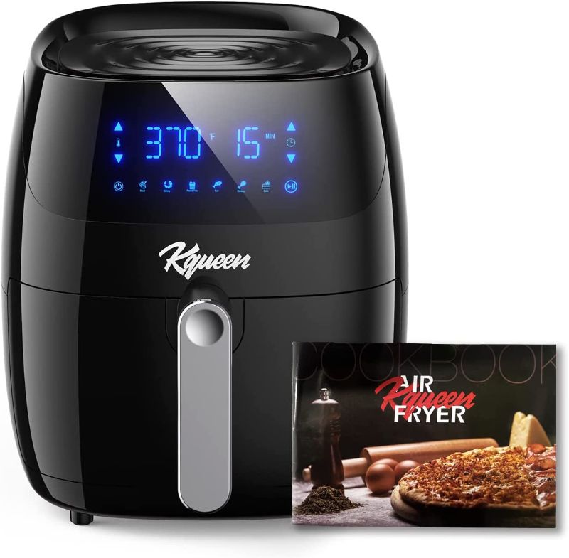 Photo 1 of Air Fryer Oven Combo, 4.7QT Hot Oven Large Oilless Cooker, 360° Hot Air Circulation, LED Touch Screen with 6 Presets, Nonstick and Dishwasher Safe Square Design Basket, Recipes Included, Black (4.7 Qt)