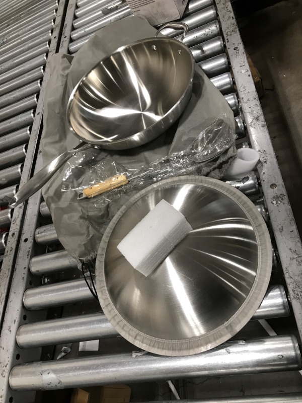 Photo 1 of 13 IN STAINLESS STEEL WOK SET INCLUDES WOK LID AND SPATULA