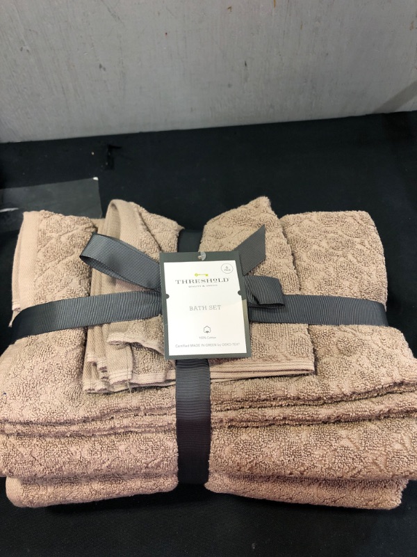 Photo 2 of 6pk Textured Bath Towel Set Brown - Threshold