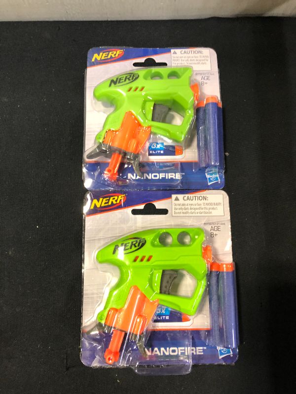 Photo 1 of Nerf N-Strike NanoFire Includes Blaster and Three Darts Compact Size Single-Shot Blaster Green (2 PIECES)
