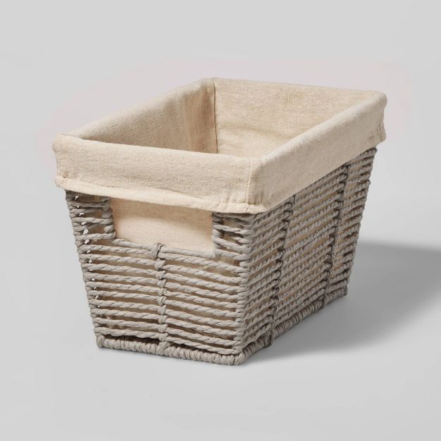 Photo 1 of 10.25" x 6" x 6" Small Woven Twisted Paper Rope Tapered Basket Gray - Brightroom™

