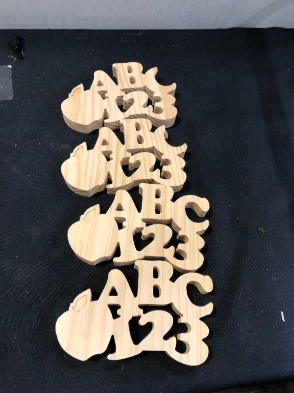 Photo 2 of Wood Word Base ABC123 - Mondo Llama (4 PIECES, THE TIP OF THE LETTER C's BROKE ON 2)