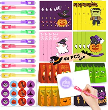 Photo 1 of BainGesk Invisible Ink Pen and Notebook, 16 Pack Halloween Party Favors with Candy Bags, Spy Pen Party Supplies, Halloween Goody Bag Stuffers, Treat Bag Fillers Non-candy Trick or Treat for kids